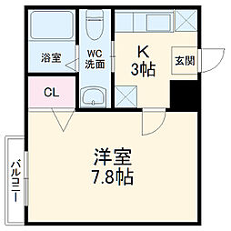 ＲＡＭＳ二条西 2階1Kの間取り