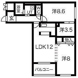 Ｂｏｌｓｏｎ　Ｓ 1階1LDKの間取り