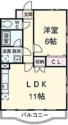 JR中央本線 春日井駅 徒歩16分の賃貸マンション 1階1LDKの間取り