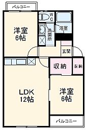 マンションフロイデ 3階2LDKの間取り