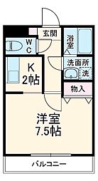 ハイツ大好 1階1Kの間取り