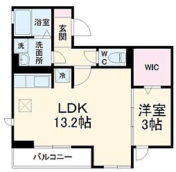 シュヴァル 1階1LDKの間取り