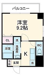 名古屋市営東山線 名古屋駅 徒歩10分の賃貸マンション 9階1Kの間取り