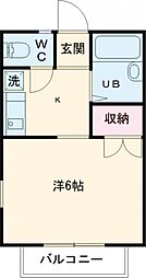 小田急小田原線 喜多見駅 徒歩10分の賃貸アパート 2階1Kの間取り