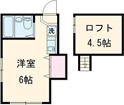 JR南武線 矢野口駅 徒歩7分の賃貸アパート 2階ワンルームの間取り