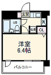 ダイアパレスステーションプラザ武蔵新城 6階1Kの間取り