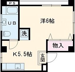 豊徳ビル 2階1Kの間取り