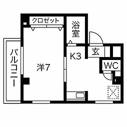 エクセレンス勝川 401 4階1Kの間取り
