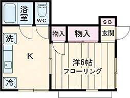 モンフレール 1階1DKの間取り