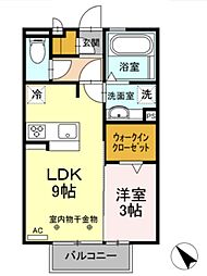 クールハイツII 1階1LDKの間取り