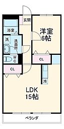 春日井駅南ハイツ 3階1LDKの間取り