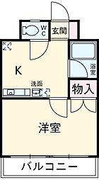 すまいる美里 1階1Kの間取り