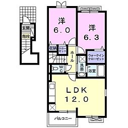 ライグッド　I 2階2LDKの間取り