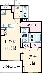 ドエル・コンフォート 2階1LDKの間取り