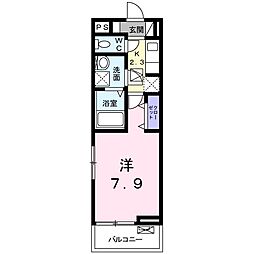 アンビエンテ・カルム 1階1Kの間取り