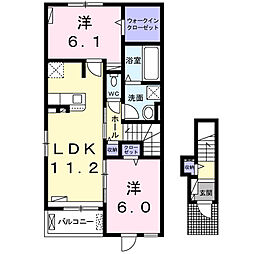 ヌーベルメゾンＢ 2階2LDKの間取り