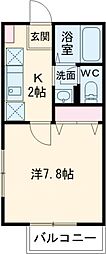 京王線 つつじヶ丘駅 徒歩8分の賃貸アパート 2階1Kの間取り