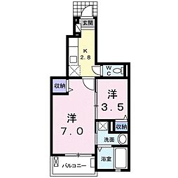 エレガント2 1SKの間取図画像