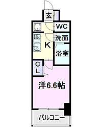 エステムコート名古屋グロース 1Kの間取図画像