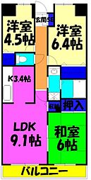コンフォート津田沼壱番館 8階3LDKの間取り