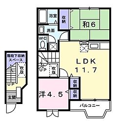 プリムローズ 2階2LDKの間取り