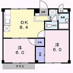 サンハイツＴ 1階2DKの間取り