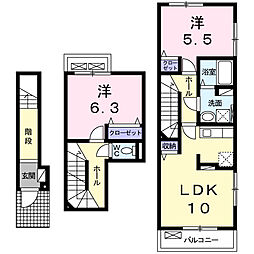 グレイスヒル 2LDKの間取図画像