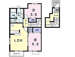 サンヒルズ永国C 2LDKの間取図画像