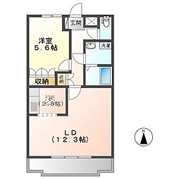 JR常磐線 土浦駅 4.1kmの賃貸アパート 1階1LDKの間取り