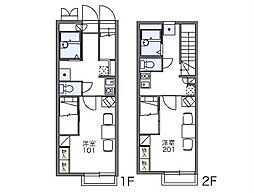 レオパレスイーグル 1階1Kの間取り