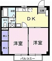 テルサ中居B 2DKの間取図画像