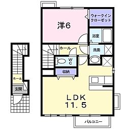 オーブ 1LDKの間取図画像