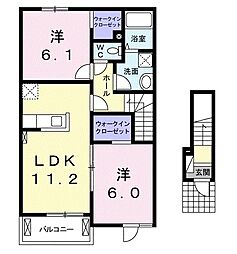 ＨＡＹＡＢＵＳＡ 2階2LDKの間取り
