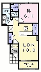 ネロミロスB 1LDKの間取図画像