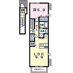 ミストラルＢ 2階1LDKの間取り