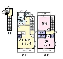 ノースチェスナット 2階2LDKの間取り