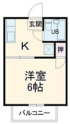 コーポ・Ｋ 1階1Kの間取り
