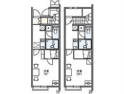 レオネクストパーシモン 2階1Kの間取り