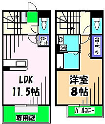クレストスクエアＢ 1階1LDKの間取り