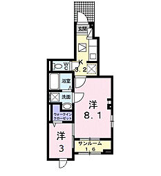 アルエットＡ 1階1SKの間取り