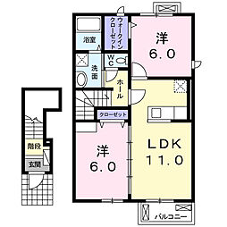 フローラアザミ　Ｂ 2階2LDKの間取り