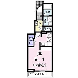 カーサプリート ワンルームの間取図画像