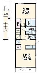 ベル・神明 1LDKの間取図画像