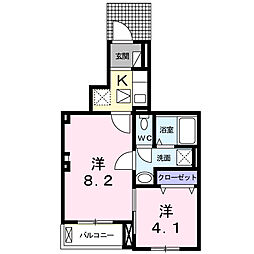花・花 2Kの間取図画像