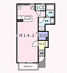 ベルデュールIV 1階ワンルームの間取り