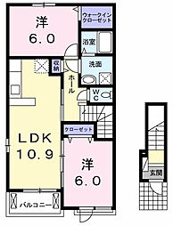 フランメゾン　II 2階2LDKの間取り
