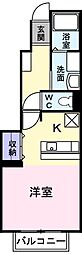 カーサノーチェ ワンルームの間取図画像