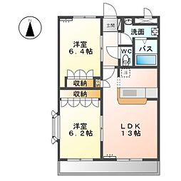 モデルナ江木 3階2LDKの間取り