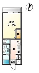 シャイン　ビルド 1階1Kの間取り