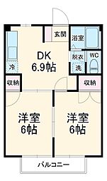 ハイムカミアラヤ 2DKの間取図画像